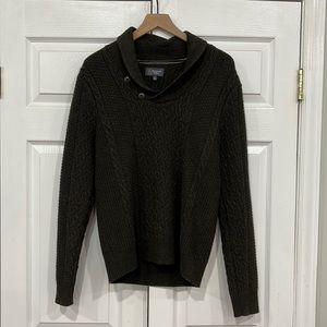 Wallin & Bros Cable Knit Lambswool Shawl Neck Sweater
